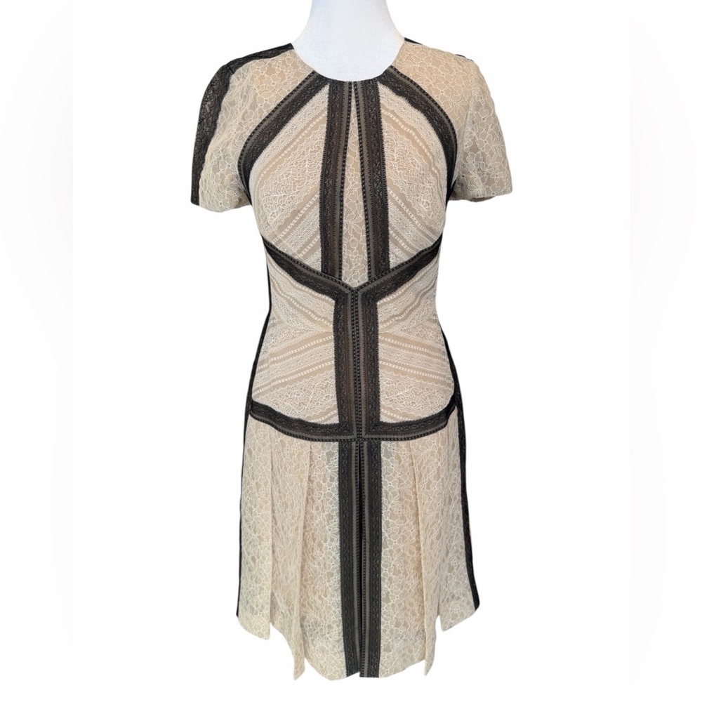 J. Mendel Paris Black Lace & Nude Silk Cocktail Dress - Size 4 - MSRP‎ $2,190